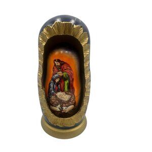 Nativity-Themed Russian Nesting Dolls Golden Cockerel Hand-Painted 5 Figurines